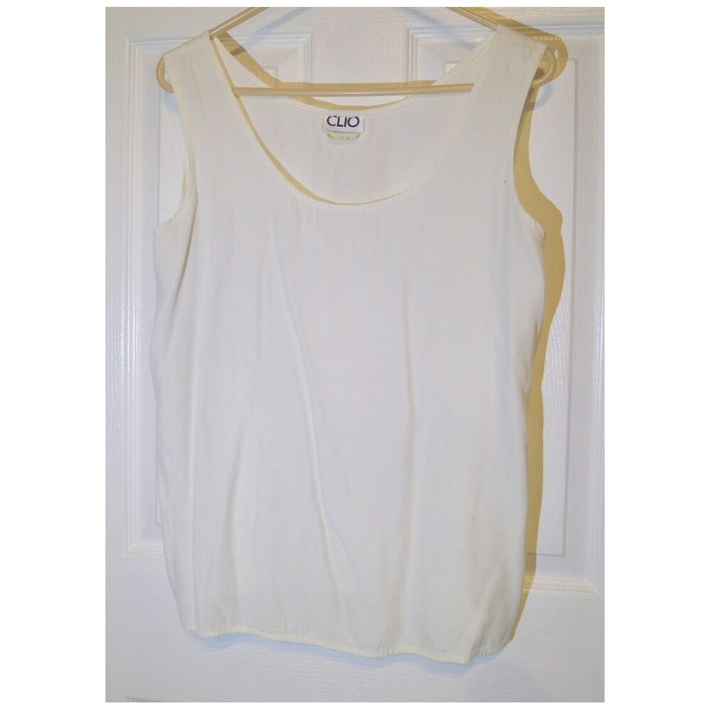 CLIO White Blouse Sleeveless Shirt Top Women's Size Medium
